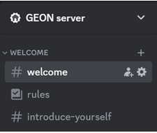 Screenshot showing the welcome rules on GEON